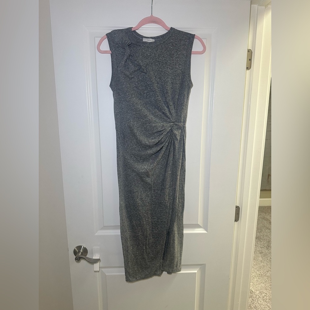 Joie Heather Gray Sleeveless Twist-Detail Midi Dress xs euc